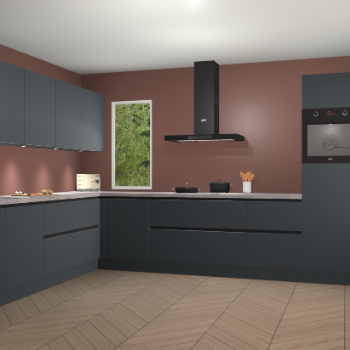 Onyxgrijze greeploze keuken Harare 77147