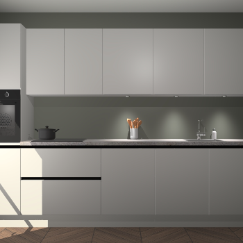 Zijdegrijze greeploze keuken Wels 59949