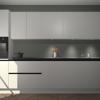 Zijdegrijze greeploze keuken Wels 59968