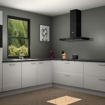 Zijdegrijze hoogglans keuken Lublin 64806