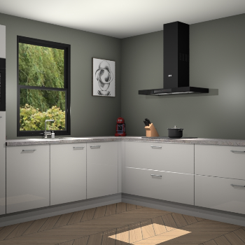 Zijdegrijze hoogglans keuken Lublin 64739