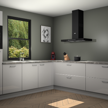 Zijdegrijze hoogglans keuken Lublin 64724