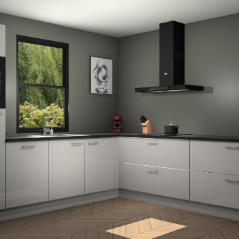 Zijdegrijze hoogglans keuken Lublin 64700