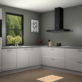 Zijdegrijze hoogglans keuken Lublin 64692