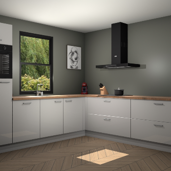 Zijdegrijze hoogglans keuken Lublin 64663