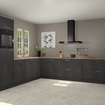 Beton zwarte keuken Hannover 86330