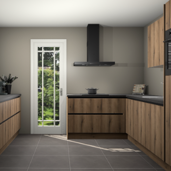 Goud eiken greeploze keuken Visby 85910