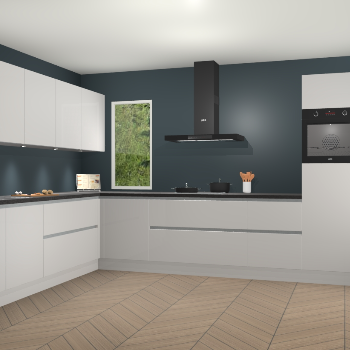 Zijdegrijze hoogglans greeploze keuken Harare 76035