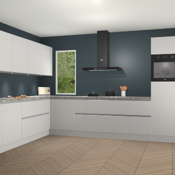 Zijdegrijze hoogglans greeploze keuken Harare 76042