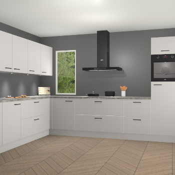 Zijdegrijze hoogglans keuken Harare 76044