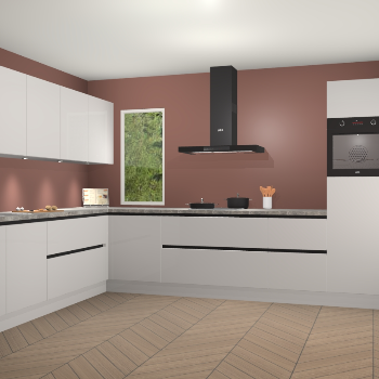 Zijdegrijze hoogglans greeploze keuken Harare 76045