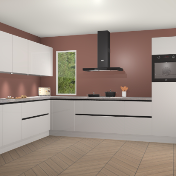 Zijdegrijze hoogglans greeploze keuken Harare 76051