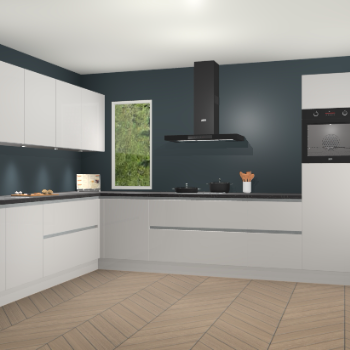 Zijdegrijze hoogglans greeploze keuken Harare 76054