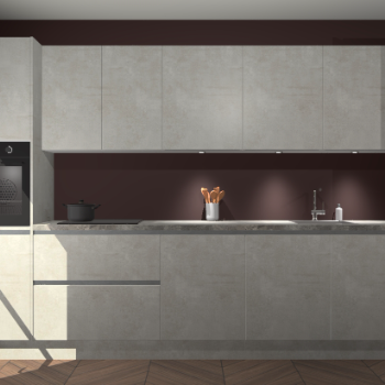 Beton opaal greeploze keuken Wels 63202