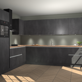 Beton Zwarte greeploze keuken Debar 78530