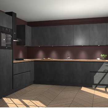 Beton Zwarte greeploze keuken Debar 78533