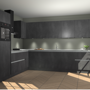 Beton Zwarte greeploze keuken Debar 78596