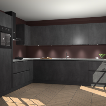 Beton Zwarte greeploze keuken Debar 78599