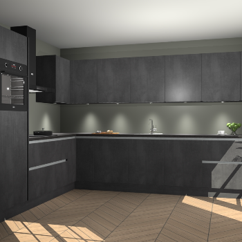 Beton Zwarte greeploze keuken Debar 78602