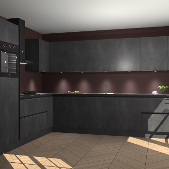 Beton Zwarte greeploze keuken Debar 78605