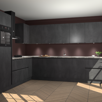 Beton Zwarte greeploze keuken Debar 78611