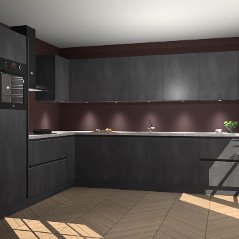 Beton Zwarte greeploze keuken Debar 78617