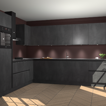 Beton Zwarte greeploze keuken Debar 78623