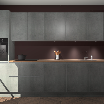 Beton parelgrijze greeploze keuken Wels 63221