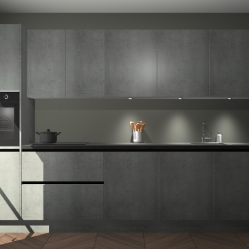 Beton parelgrijze greeploze keuken Wels 63261