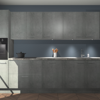 Beton parelgrijze keuken Wels 63300