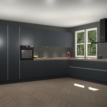 Onyxgrijze greeploze keuken Opole 57587