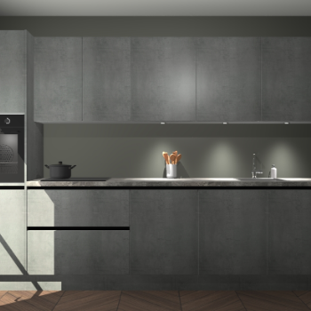 Beton parelgrijze greeploze keuken Wels 63305