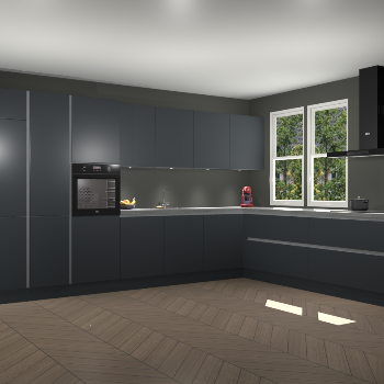 Onyxgrijze greeploze keuken Opole 57646