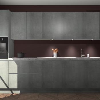 Beton parelgrijze greeploze keuken Wels 63314