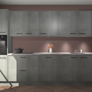 Beton parelgrijze keuken Wels 63316