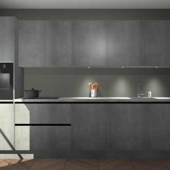 Beton parelgrijze greeploze keuken Wels 63317