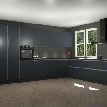 Onyxgrijze greeploze keuken Opole 57647