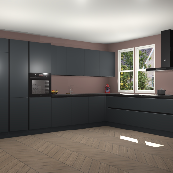 Onyxgrijze greeploze keuken Opole 57666