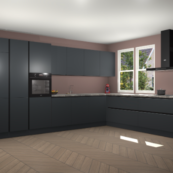 Onyxgrijze greeploze keuken Opole 57667