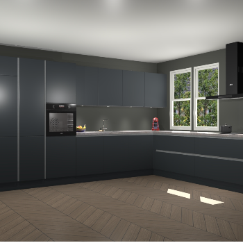 Onyxgrijze greeploze keuken Opole 57649