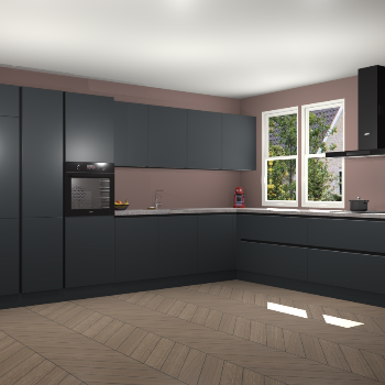 Onyxgrijze greeploze keuken Opole 57668