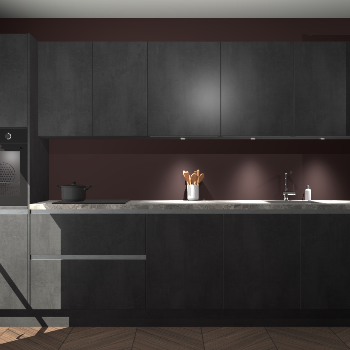 Beton zwarte greeploze keuken Wels 63799