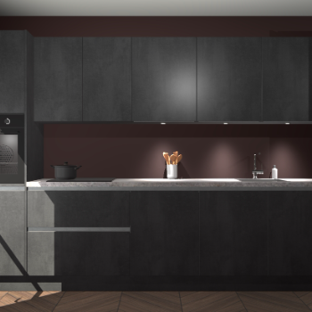 Beton zwarte greeploze keuken Wels 63830