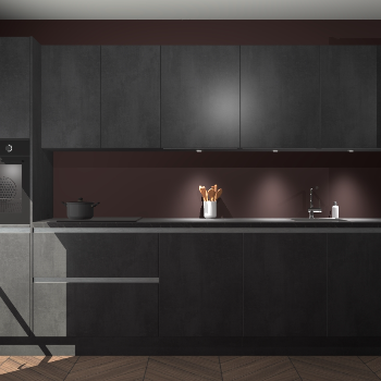 Beton zwarte greeploze keuken Wels 64032