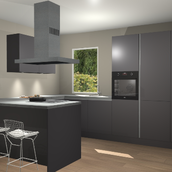 Onyxygrijze greeploze keuken Kalisz 57717