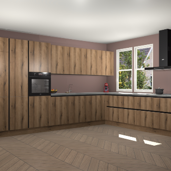 Goud Eiken greeploze keuken Opole 58788