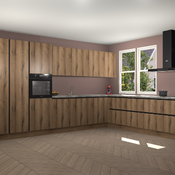 Goud Eiken greeploze keuken Opole 58792