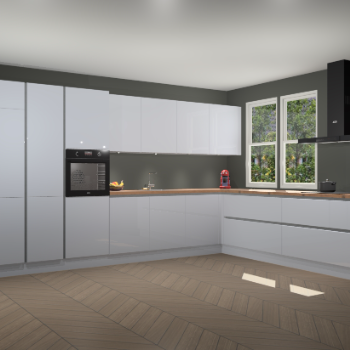 Sneeuwwitte hoogglans greeploze keuken Opole 58756