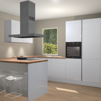 Sneeuwwitte hoogglans greeploze keuken Kalisz 58443