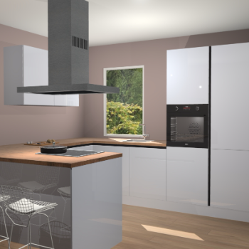 Sneeuwwitte hoogglans greeploze  keuken Kalisz 58447